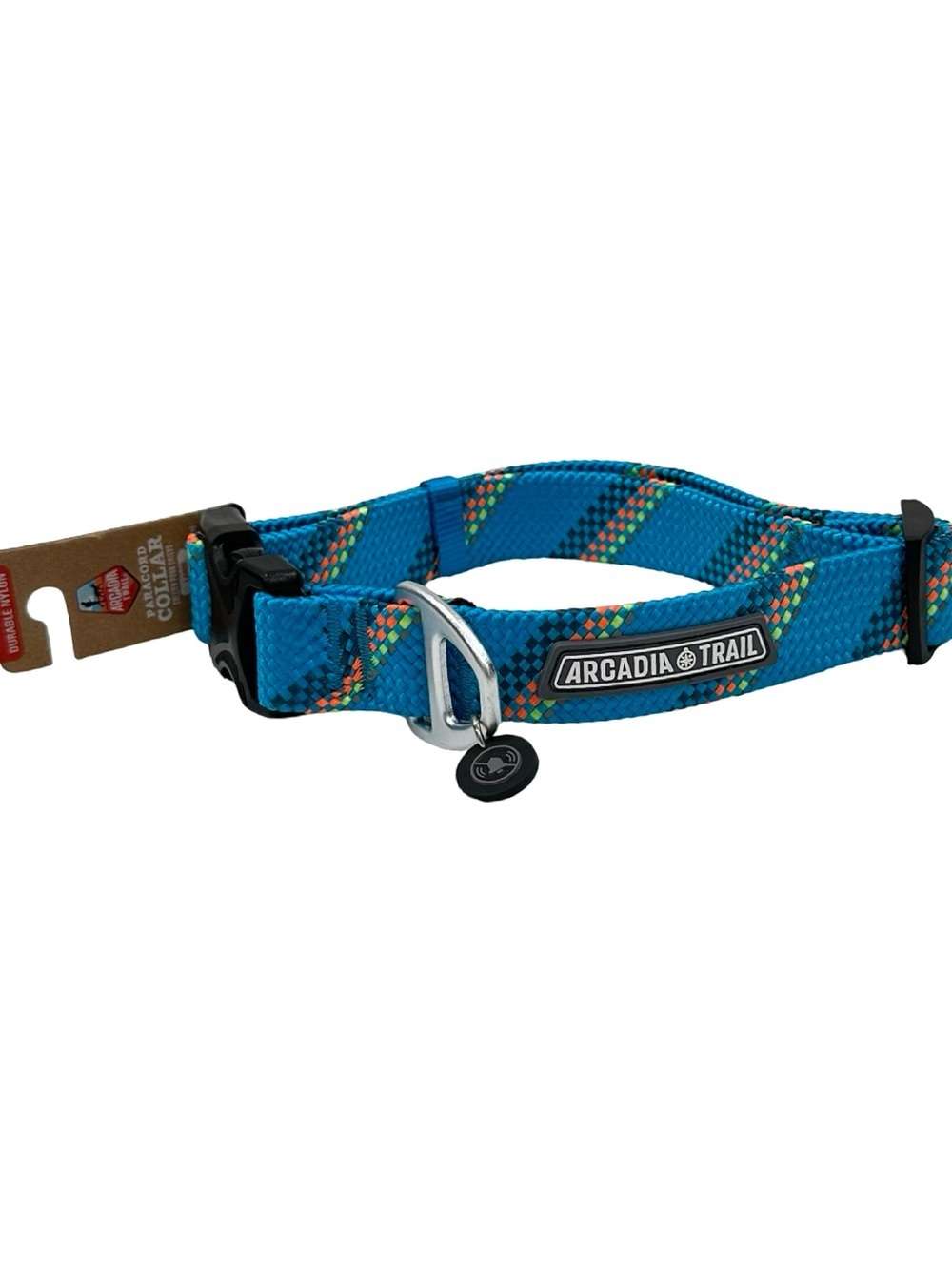 Arcadia Trail Large Blue Paracord Dog Collar Reflective Nylon NWT 16.75-26”